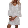 Summer Dress Flared Sleeves And V-neck Mid-length Skirt With 3D Digital Print European And American Style