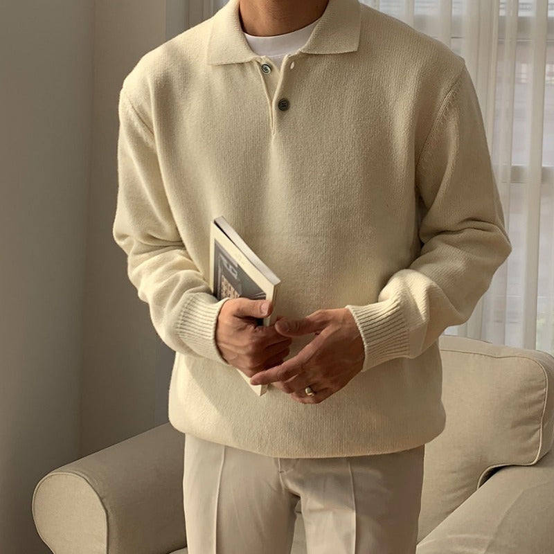 Lapel Polo Sweater Men's Loose Sweater