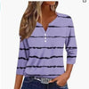 Women's T-shirt V-neck Half-open Tube Three-button Printed 34 Sleeves Top