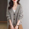 Colorized Sweater V-neck Knitted Jacket Women's Single-breasted Loose