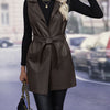 Giacca gilet con cinturino in pelle PU per donna