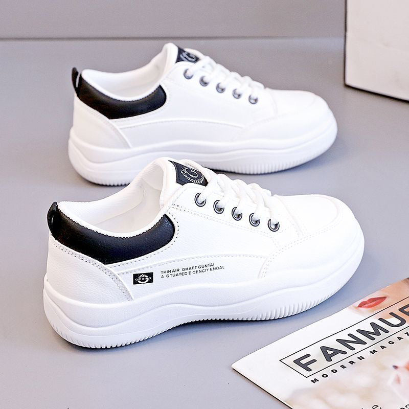 Women's Korean-style All-match Leather White Shoes