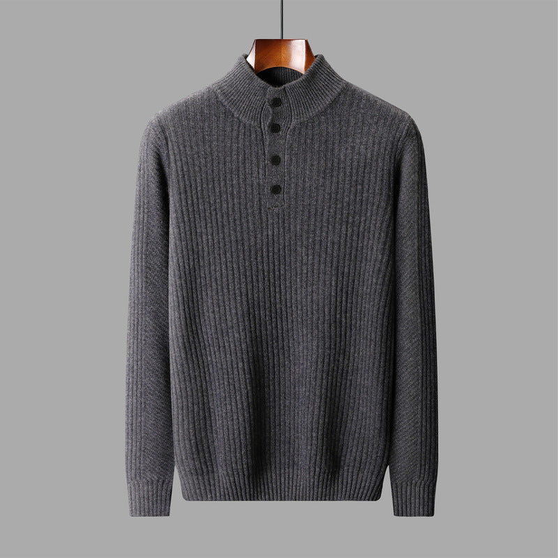 New Half Turtleneck Button Sweater For Men