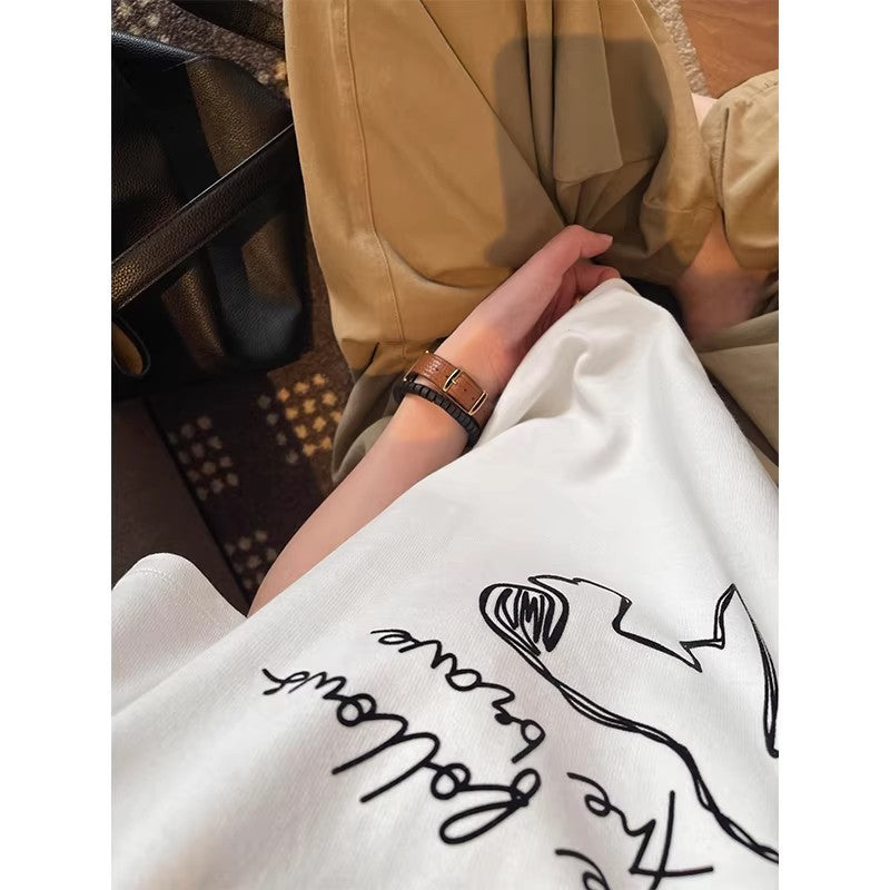 SpringSummer Cartoon Print Short-Sleeve T-Shirt Womens Loose Casual Fashionable