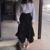 Irregular Chiffon Stitching Pleated Multi-button Pocket Skirt