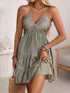 Strap V-neck Ruffle-Trimmed Elegant Sexy Off-the-Shoulder Womens Dress