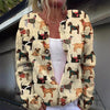 Maglione cardigan da donna con stampa animalier creativa e sfumature