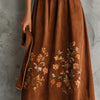 Vintage Brown Floral Embroidered Suede Midi Dress