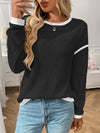 Women's Round Neck Imitation Sweater Long Sleeve Loose Multicolor Top