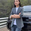 Giacca casual monopetto da uomo e donna a tinta unita, stile coreano, da lavoro, protezione solare
