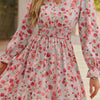 Womens Floral Patchwork Long Sleeve Dress