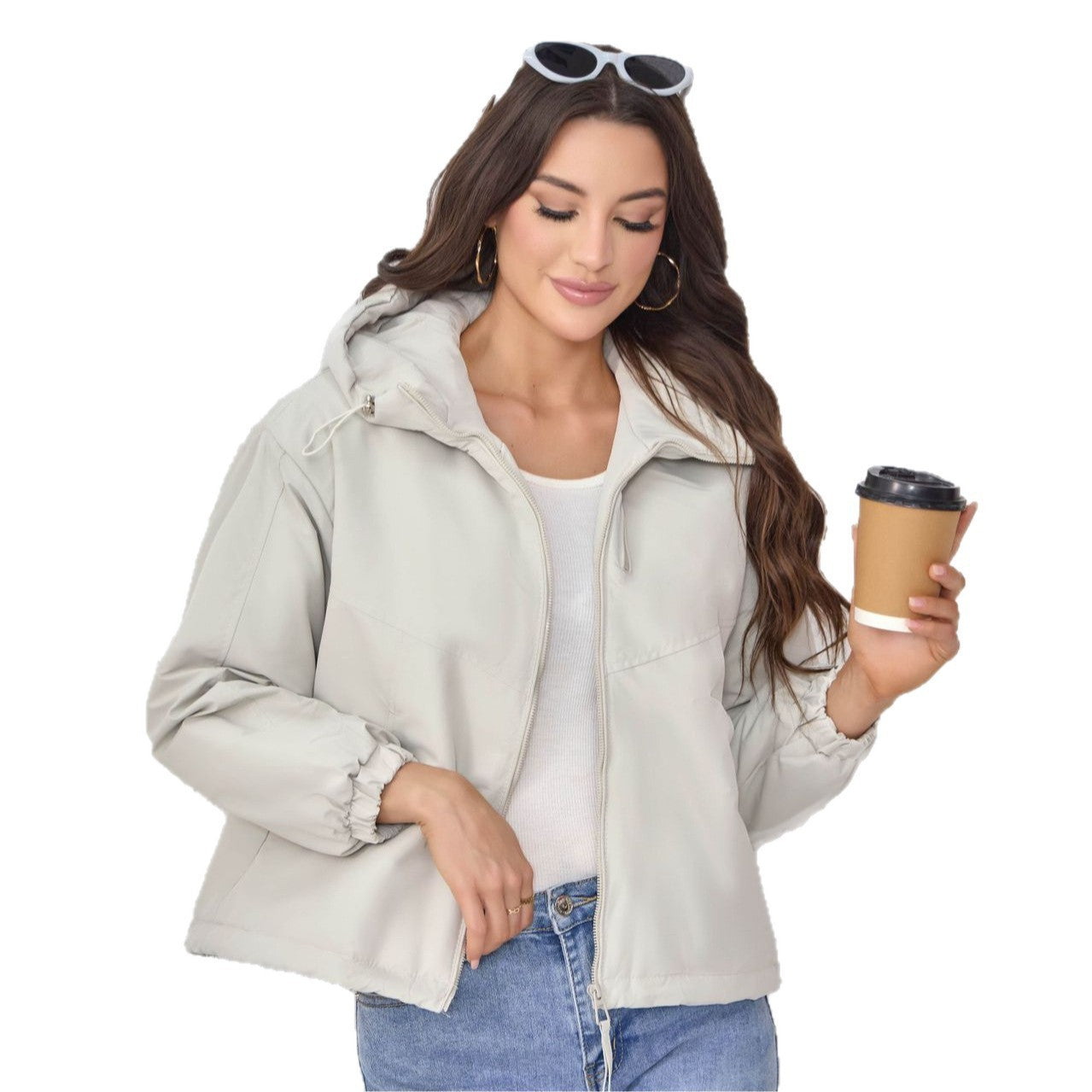 Women's Shell Jacket Hooded Small Loose