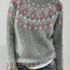 Ladies' 3D Printed Sweater Casual Loose Long Sleeved Knitted Top - A Fashionable And Comfortable Choice For Daily Wear