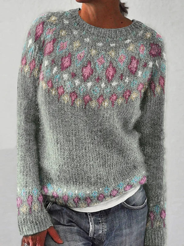 Ladies' 3D Printed Sweater Casual Loose Long Sleeved Knitted Top - A Fashionable And Comfortable Choice For Daily Wear
