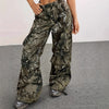 Womens Casual Camouflage Geometric-pattern Work Pants