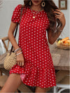 Womens Fashionable Slim-Fit Casual Polka-Dot Dress