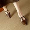 Brown Pointed Low-cut Flat Shoes Soft Bottom Comfortable Shoes With Skirt