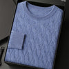 Thickened Men's Cashmere Sweater With Round Neck And Twisted Design