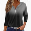 Women's T-shirt V-neck Half-open Tube Three-button Printed 34 Sleeves Top