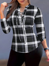 Women's Plaid Notch Neck Criss Cross Tie Short Sleeve T-Shirt