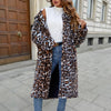New Over-the-knee Leopard Print Thickened Temperament Plush Coat