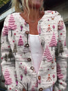 Maglione cardigan da donna con stampa animalier creativa e sfumature
