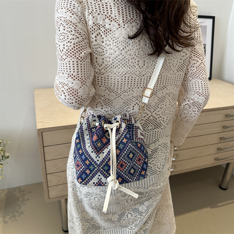 Borsa a secchiello retrò da tenere a mano, borsa a mano personalizzata per il tempo libero