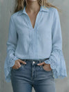 Elegante blusa di cotone con finiture in pizzo e modello pullover