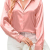 Versatile Satin Silk Button-Down Womens Blouse