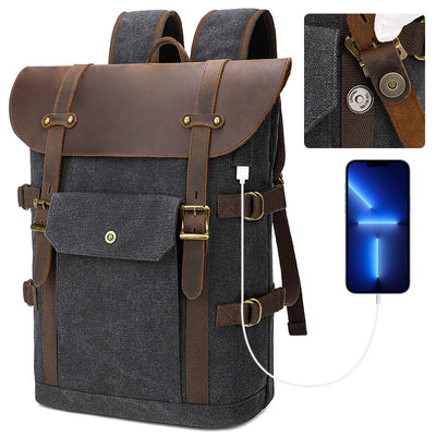 European And American Computer Crazy Horse Leather Backpack
