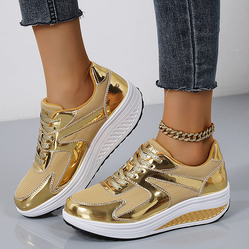 Women's Fashionable Thick Bottom Mesh Elevator Breathable