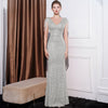 Vestito lungo da donna attillato con paillettes e effetto snellente