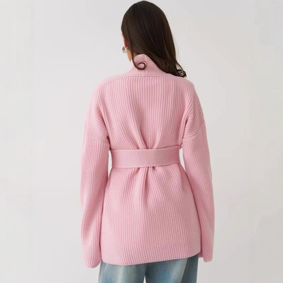 Cardigan con lacci e soprabito in maglia da donna