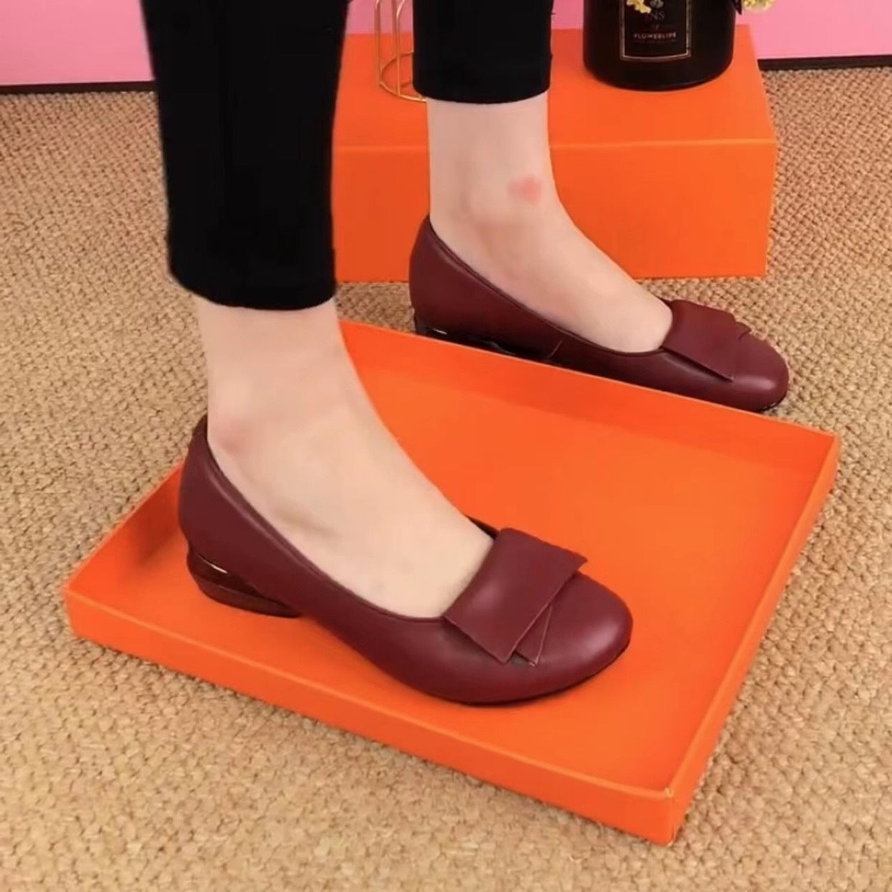 Scarpe casual alla moda in pelle con suola piatta da donna