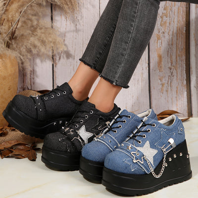 New Platform Increased Denim Plus Size Women's Shoes