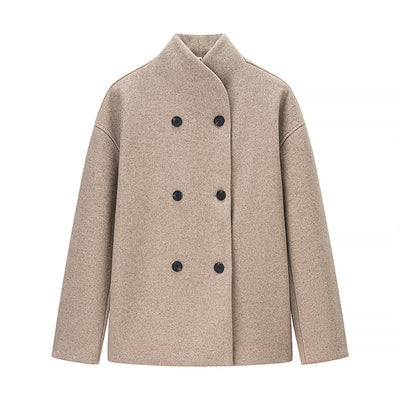 New Women's Clothing Versatile Ins Two-tone Woolen Coat