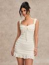 Womens Solid-Color Fashion Wave-Pattern Lace-Up Halter Strap Dress