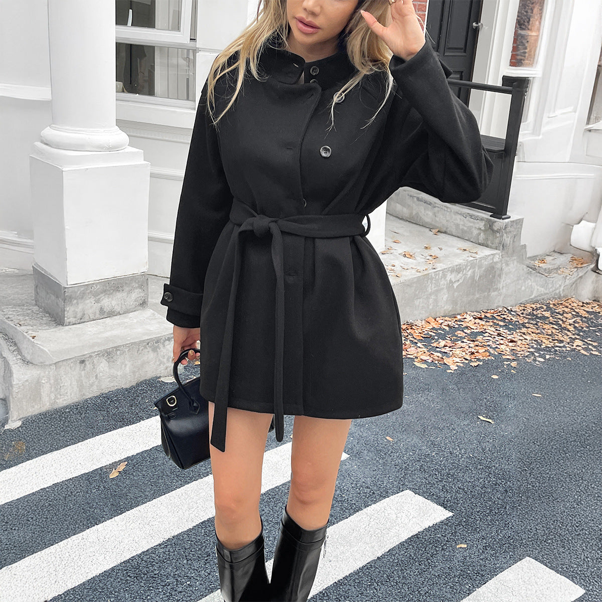 Cappotto soprabito con maglione a maniche lunghe da donna