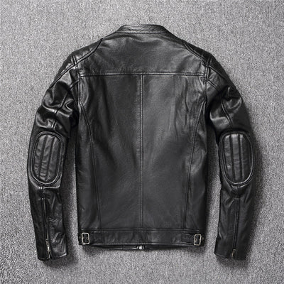 First Layer Cowhide Leather Coat Men's Stand Collar Motorcycle Clothing Youth