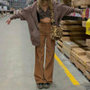 Corduroy High Waist Casual Long Slim Straight Wide Leg Pants