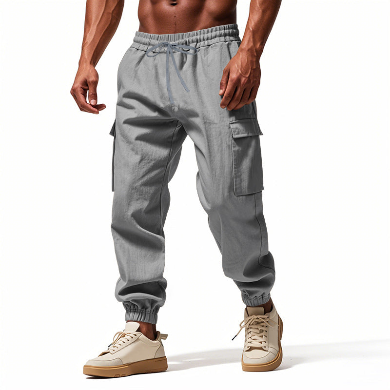 Loose Multi-pocket Workwear Ankle Banded Slacks