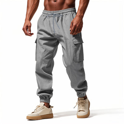 Loose Multi-pocket Workwear Ankle Banded Slacks