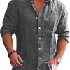 Men's Loose Plus Size Solid Color Shirt Linen Lapel Long Sleeve Casual Shirt