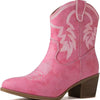 European And American Retro Chunky Heel Side Zip Western Denim Boots