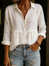 Womens Casual Cotton And Linen Long-Sleeve Shirt