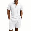 Set di pantaloncini e camicia a maniche corte casual da uomo in lino