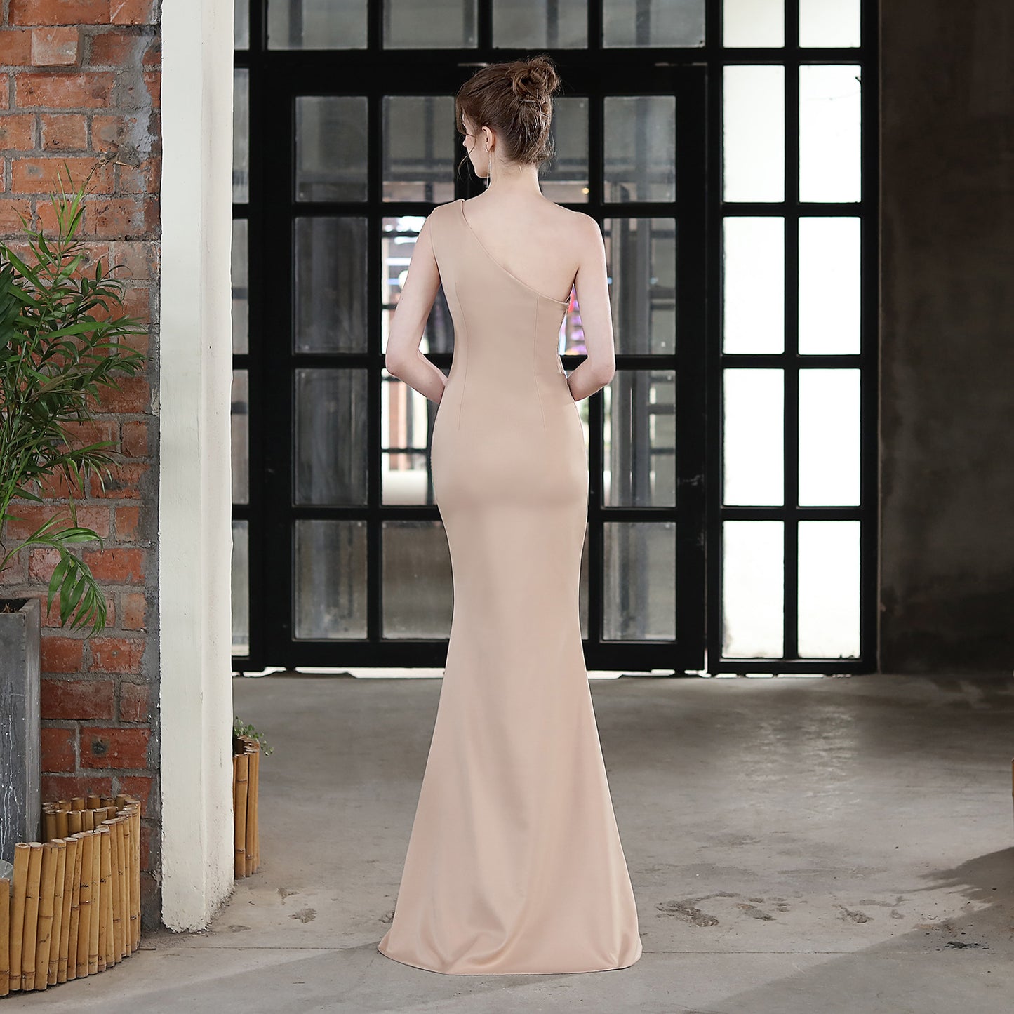 Toast Dress Sposa Lungo Monospalla Grazie Banchetto Slim Gonna a sirena