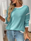 Women's Round Neck Imitation Sweater Long Sleeve Loose Multicolor Top