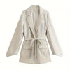 Womens Fashion Solid-Color Long-Sleeve Cardigan With Tie-Back Design