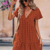 Dot Butterfly Sleeve Ruffle Hem Smock Dress